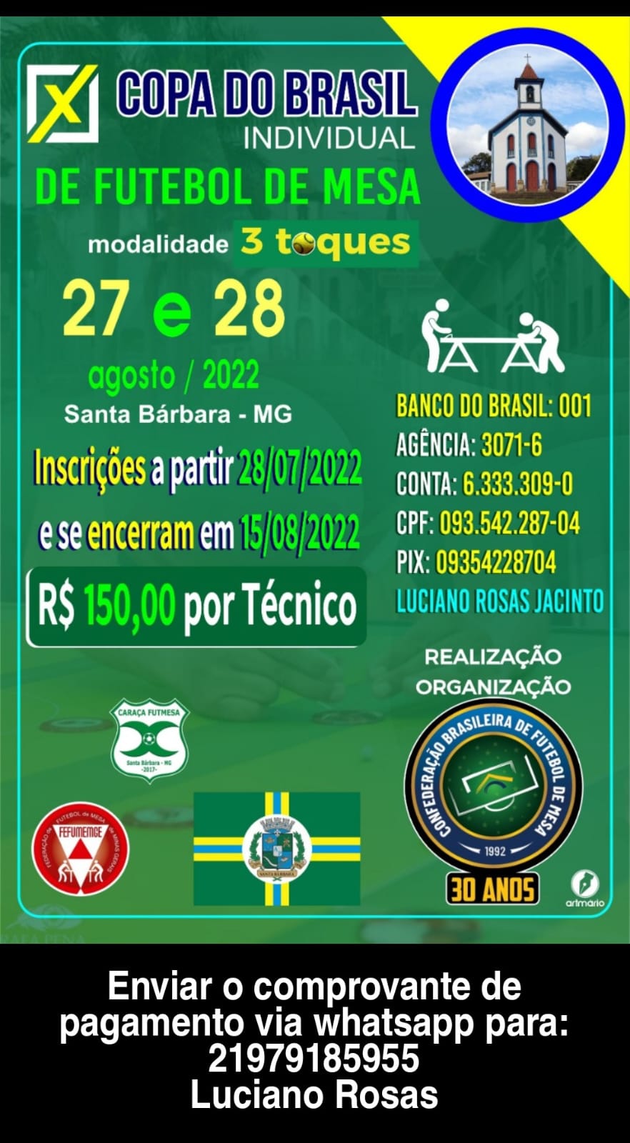 Campeonato Paulista 2022 modalidade 3 Toques - FPFM - Federação Paulista de  Futebol de Mesa